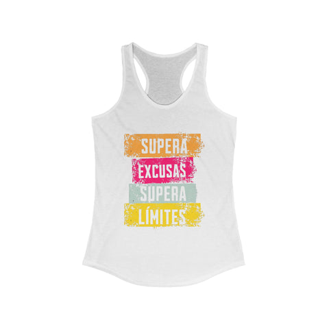Motivational Women's Racerback Tank Top - "Supera Excusas, Supera Límites"